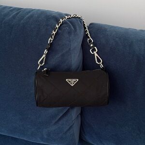 Prada Quilted‎ Tessuto Black Mini Barrel Pochette